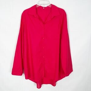 Women's Linen Cotton Button Down Pink Shirt Size XL